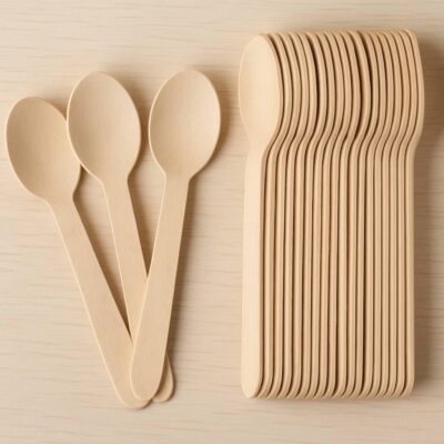 Disposable Wooden Spoon (160MM, 100 NOS Pack) Ideal for Birthday, Wedding Parties, for All Dining