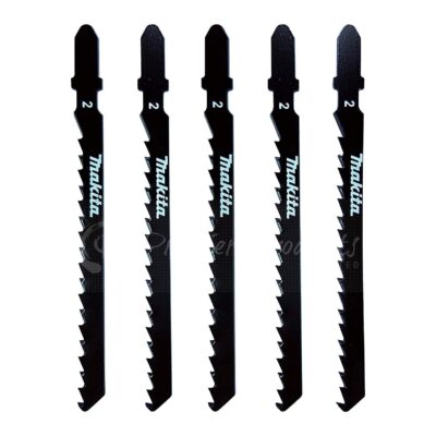 Makita D-34899 5 Piece - T Shank Wood Jigsaw Blades For Jig Saws - Curved Cuts For Soft Wood & PVC - 4" 6 TPI HCS Saw Blades