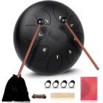 Truenix 6-Inch Steel Tongue Drum, 8 Notes C Key Percussion Instrument with Bag, Mallets & Music Book – Handpan Drum for Kids & Adults, Meditation, Yoga & Music Education (Black)