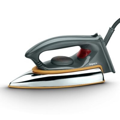 Impex Dry Iron Box 750 W Showy Light Weight, Shock Proof Iron Box with Temparature adjustments, Suitable for 6 Cloth Types, 2 Years Warranty (Black)