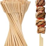 Bamboo Skewers 100PCS Food Appetizer Toothpicks Wide Flat Paddle Bamboo Wood Picks for Cocktail Appetizers Fruit Sandwich Barbeque Snacks, Fondue 8 Inches