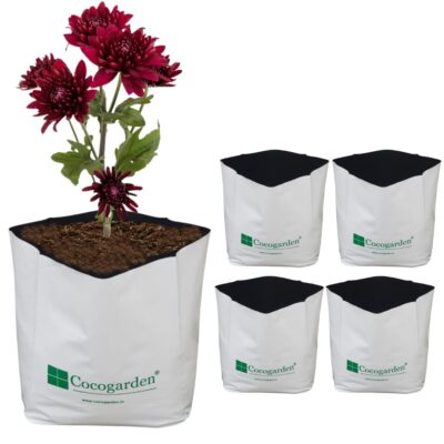 UV Treated Poly Grow Bags for Terrace Gardening (24 x 24 x 40) CMS (White, Pack of 8) | Home Gardening Plant Container Bag for Leafy Vegetable and Flower Plants