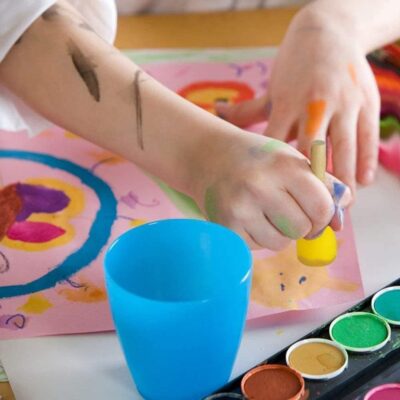 5 Pcs Round Stencil Sponge Wooden Handle Foam Brush Set Painting Tools for Kids DIY Painting Stencils Arts and Crafts Tool Accessories