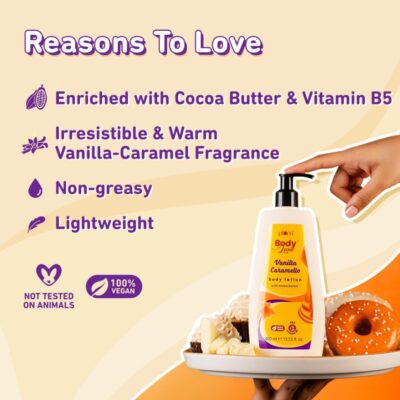 Plum BodyLovin' Vanilla Caramello Body Lotion | Deep Moisturization with Cocoa Butter & Vitamin B5 | Non-Greasy | 400ml