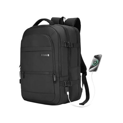 Safari SELECT 35L BEYOND, 17 inch Laptop Backpack for Men & Women, Expandable, with USB Charging Port, RFID Pocket & Organizer Spacious Travel Bag, Overnighter Bag with Luggage-Style Packing, Black