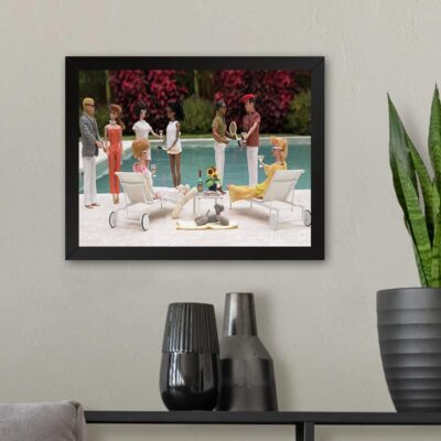 GADGETS WRAP Printed Photo Frame – Matte Wall Painting for Home, Office & Studio Décor (11x9 Inch, Black Frame, Slim Pool Party Design)