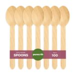 Disposable Wooden Cutlery Set - Alternative to Plastic, Eco Friendly, Biodegradable, Compostable Cutlery Pack, Natural Disposable Utensils Set (Wooden Spoons 100 Pcs)