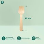 95mm, 100 Pack] Disposable Ice Cream Spoons | Mini Taster, Ice Cream & Pastry Spoons | Wooden Dining Flatware | Ideal for Kids Birthday, Wedding & Party