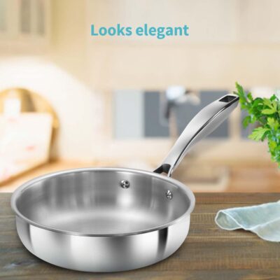 Hawkins Pro 18 cm Frying Pan, Triply Stainless Steel Fry Pan with Stainless Steel Handle, Silver (PSF18)