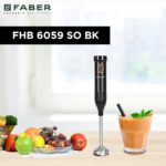 Faber Hand Blender, SS Blade & Shaft || 550W DC Motor, Copper Wiring, Variable Speed Control and Swirl Technology || Comes with 1L Storage || 2 Year Comprehensive Warranty (FHB 6059 FS BK) Black