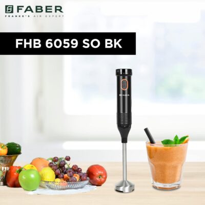 Faber Hand Blender, SS Blade & Shaft || 550W DC Motor, Copper Wiring, Variable Speed Control and Swirl Technology || Comes with 1L Storage || 2 Year Comprehensive Warranty (FHB 6059 FS BK) Black