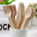Disposable Wooden Cutlery Set - Alternative to Plastic, Eco Friendly, Biodegradable, Compostable Cutlery Pack, Natural Disposable Utensils Set (Wooden Cutlery Set 100 Pcs)