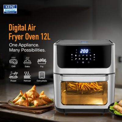 KENT Digital Air Fryer Oven 12L | 1800W | 360° Rapid Heat Circulation | 10 Preset Menus | Bake, Grill & Roast | Digital Display & Touch Control Panel | Dehydration & Rotisserie Function