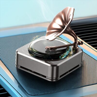Solar Rotating Phonograph Car Perfume Retro Style Aromatherapy Dashboard Decoration, Auto Diffuser for Long-Lasting Freshness | car accessories 2025 (Solar Gramophone, Rich Cologne)