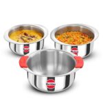 Hawkins Kitchen Gift Pack 2023 (23SGP) 3 Pieces Set of 1.5 Litre, 2 Litre and 2.5 Litre Triply Stainless Steel Patila, Tope, Bhagona, Tapeli, Saucepans, Silver