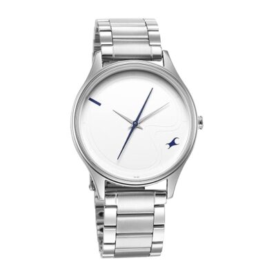 Fastrack Stunners Quartz Analog White Dial Silver Metal Strap Watch for Guys - NT3290SM01​