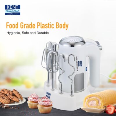 KENT Hand Blender 200 Watts | Multiple Beaters & Dough Hooks | In-Built Overheating Protection | 5 Speed Control | Turbo Function | 100% Copper Motor