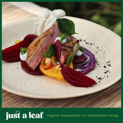 6 Inch, Pack of 25 Round Organic Disposable Plates | Palm Leaf 100% Natural, Eco-Friendly Biodegradable & Bamboo Wood Plates for Wedding, Events, Parties & Picnic Plate (Size - 15.24Cm)