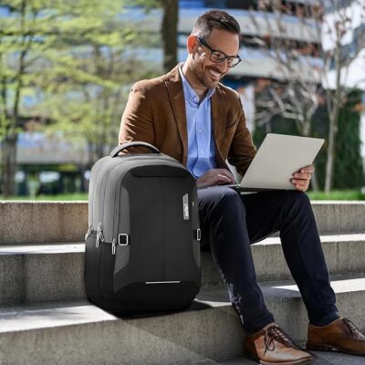 Safari Formal Laptop Backpack, Antitheft Pocket, 3 Compartments, Front Pocket, Smart Trolley Sleeve, Office Bag, College Backpack, Travel Bag, School Bag (Spade 2 Grey)