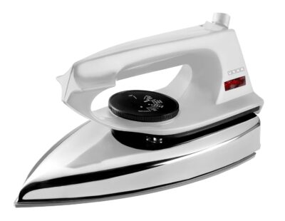 Usha 2802 1000Watt Dry Iron with Metal Body | Single Coat Black Non Stick Soleplate for longer durability | Thermal Safety Fuse | 180° Swivel Cord | 2 Years Warranty | (White)