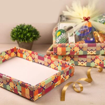 Birch & Co. Gift Box Set of 4 – Decorative Folding Paper Gift Boxes with Tie Ribbons & Nets | Birthday, Women’s Hampers, DIY Gift Packing (Multicolor)