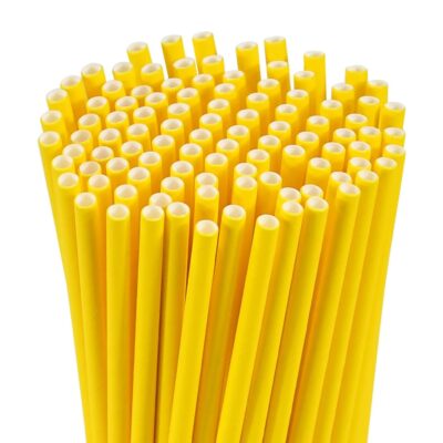 Bio-degradable Paper Straws (Size -6mm|Pack of 25 Pcs Yellow & White Striped), Paper Straws for Drinking, Food Grade Paper Straws for Kids