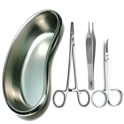 Alis Surgical Instrument Suture Set with Kidney Tray – CE Certified Needle Holder, Adson Forceps & Iris Scissors, 8" Stainless Steel