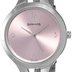 Sonata Steel Daisies Pink Dial Women Analog Watch With Stainless Steel Strap-NR8151SM03