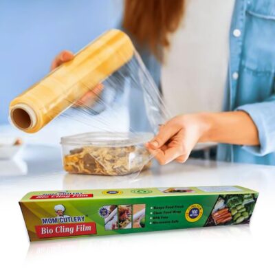 Cling Wrap for Food Wrapping, Pack Of 1, 100 Meter Biodegradable Food Wrapping Roll, Food Wrapping, Microwave Safe Paper Wrap for Storing All Food Types