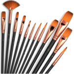 Craft Painting Brushes Set of 12 Professional Round Pointed Tip Nylon Hair Artist Acrylic Paint Brush for Acrylic/Watercolor/Oil Painting(N)