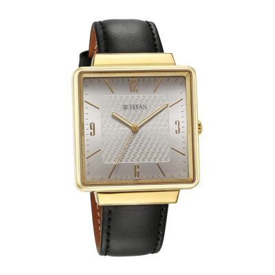 Titan Karishma Silver Dial Leather Analog Watch for Men-NR10005YL01