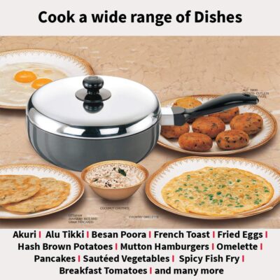Hawkins Futura Nonstick All-Purpose Pan with Stainless Steel Lid, Capacity 2.5 Litre, Diameter 22 cm, Thickness 3.25 mm, Black (NAP25)