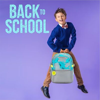 Safari Genius Dolphin 23L Kids Printed Backpack, 2 Compartments, Bottle Holder, Front Pocket, School Bag for Boys and Girls, Bag for Kids, Hidden Pocket