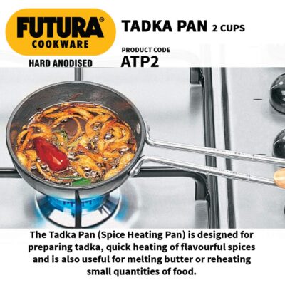 Hawkins Futura Hard Anodised Tadka Pan 12cm, 3.25mm (Spice Heating Pan), Aluminium, Black