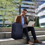 Safari Forge 34L Laptop Backpack, 3 compartments, Raincover, Antitheft pocket, Trolley Sleeve, Organizer, Bottle holder, Front pocket, College bag, school bag, Formal backpack, Color- Navy Blue