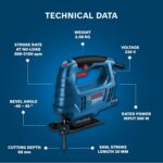 BOSCH GST 680 Corded Electric Jigsaw | 500W Motor | Stroke rate at No Load- 800-3100 spm | Cutting Depth 68mm | Lightweight & Portable | 1 Wood Blade & 1 Allen Key Included| 1 Yr Warranty