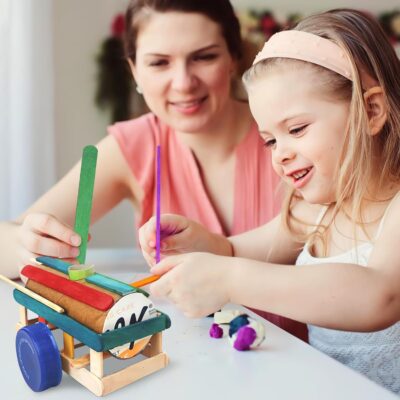 Colorful Wooden Sticks Tongue Deader Ice Cream Sticks Popsicles DIY Strips Creativity Decoration DIY Popsicle Waxing Lollipop Woods for School Project Work/Scrapbooking (50 Pieces)