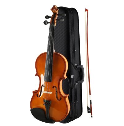 Kadence Vivaldi 4/4 Violin with Bow, Rosin & Hard Case – Brown Glossy (Model V001C)