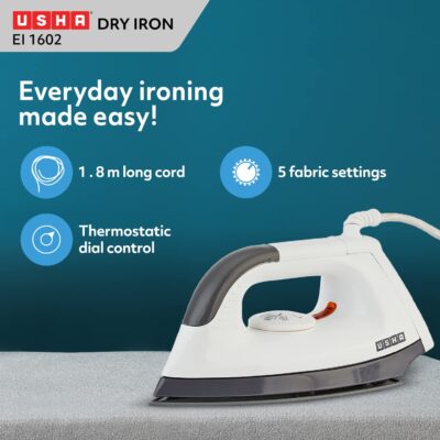 Usha EI 1602 1000-Watt Lightweight Dry Iron (multi-colour)
