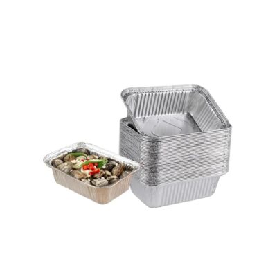 450ml 50Pcs Aluminum Foil Containers with Lid for Packing, Travelling, Storing, Foil Container disposable for Food Parcel | Perfect Disposable Boxes for Food