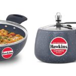 Hawkins Ceramic Nonstick Pressure Cooker and Deep Kadhai (3 Litre Cooker + 2.5 Litre Kadai)