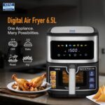 KENT Digital Air Fryer 6.5L | 1600W | Bake, Grill & Roast | Up to 80% Less Oil Usage | Rapid Heat Circulation | 8 Preset Menu | Digital Display & Touch Control Panel | Glass Window with in built Light