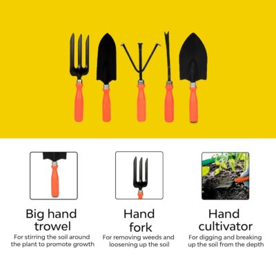 7Pcs Gardening Tools Kit for Home Garden - Cultivator, Fork, Trowels, Weeder, Gloves, Pruner Cutter - Durable Stainless Steel Gardening Items for Indoor and Outdoor Use