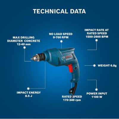 Bosch Gbm 350 Professional Rotary Drill , Wood & Metal Work (350 Watt Blue),Corded Electric, 1 Pack