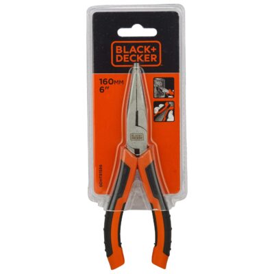 BLACK+DECKER BDHT81586 Steel 160mm Long Nose Pliers (Orange)