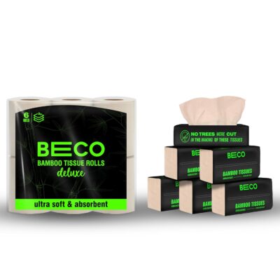 Bamboo Facial Tissue Paper Box-Soft Pack | 100 pulls x 6 packs | Super Soft, Skin Friendly & Highly Absorbent Face Tissue Napkins | Car Tissues | 100% Natural & Ecofriendly | 2 ply-600 Pulls