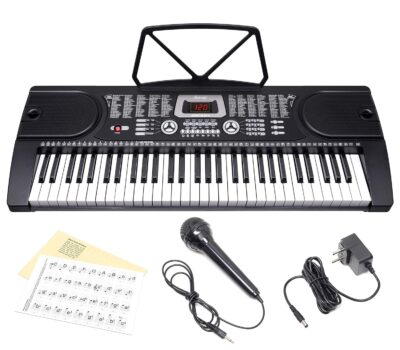 JUAREZ Octavé JRK661 61-Key Electronic Keyboard Piano with LED Display, Adapter, Mic, Music Sheet Stand, Key Note Stickers, 255 Rhythms, 255 Timbres, 24 Demo Songs & 8 Percussions