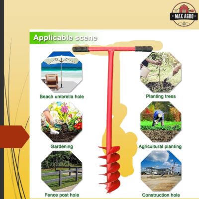 Manual Earth Auger Hole Digger (Heavy Duty Long Blade, 4 Inch) | Post Hole Digger | Garden Digger | Soil Digging Tool