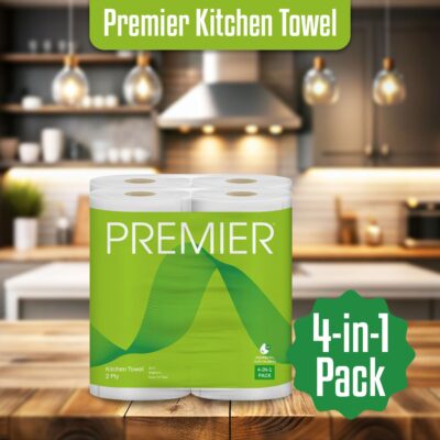 Kitchen Towel Roll - Pack of 3 (Each pack contains 2 rolls), Kitchen Tissue Paper 2-Ply, 60 Pulls Each (21 x 23 cm), Super Absorbent Disposable Paper Towels for Cleaning