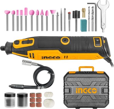 ARNA INGCO Mini Die Grinder Rotary 130W Tool Kit with 52pcs accessories and Variable Speed for Drilling, Sanding, Buffing, Polishing, Engraving